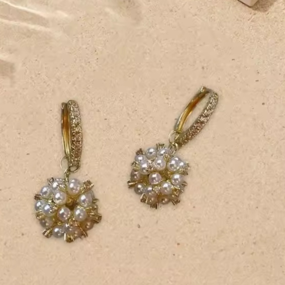 Anthropologie Gold Pearl Drop Earrings